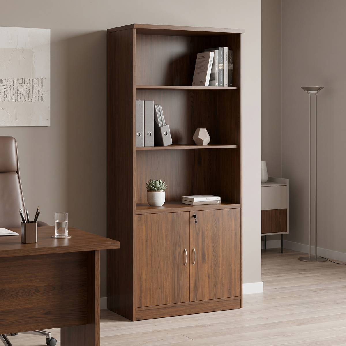 Professional bookcase Fesialo pakoworld walnut 80x40x180cm