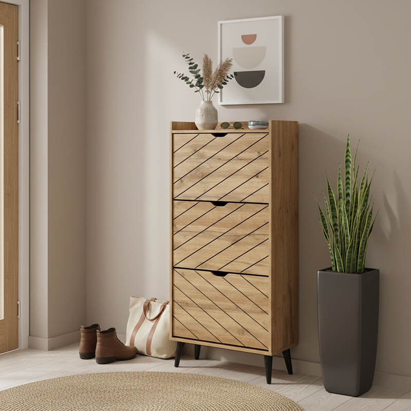 Shoe cabinet Thelma 12 pairs oak 60x23.8x131.6 cm