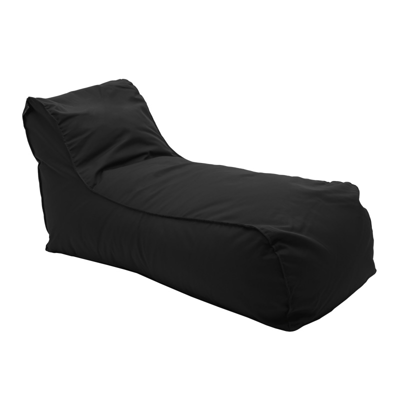 Bean bag lounger Lara waterproof in black color 60x150x40cm
