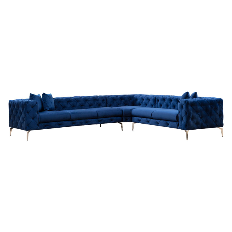 Corner sofa with left corner PWF0579 pakoworld Chesterfield type blue