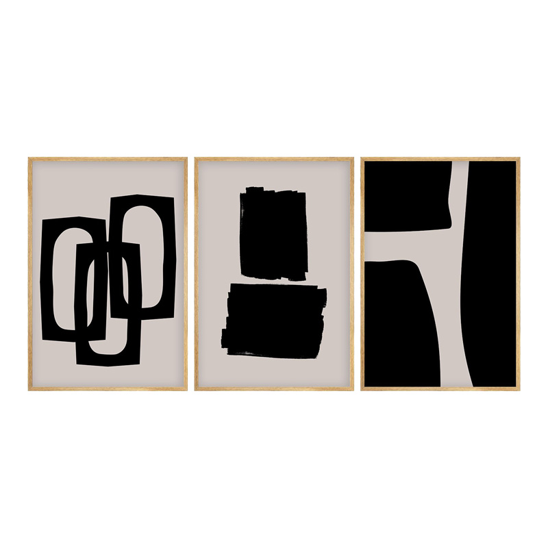 Canvas painting Blacky triptych with digital printing 50x2x35cm