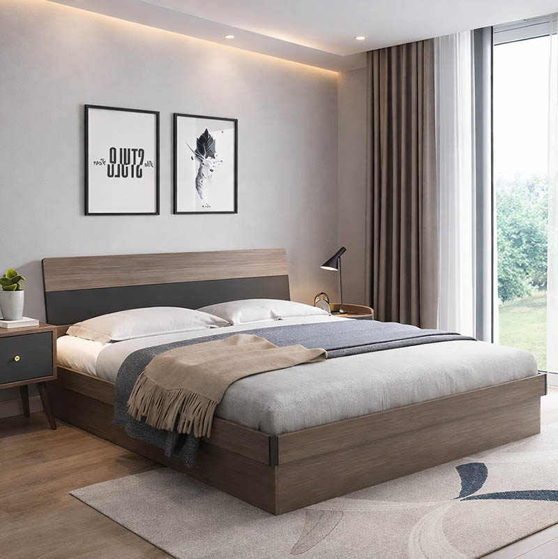 Single storage bed Daizy pakoworld light walnut-grey 120x200cm