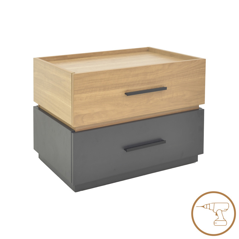 Sonlen bedside table mdf in sonoma-charcoal shade 60x40x44.5cm