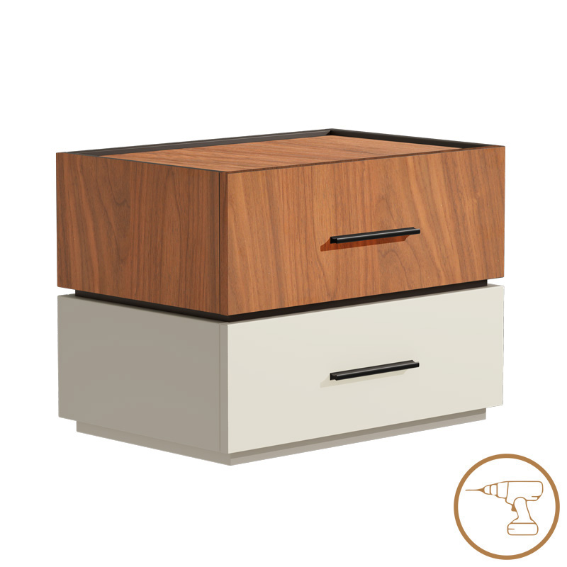 Sonlen mdf bedside table in walnut-beige shade 60x40x44.5cm