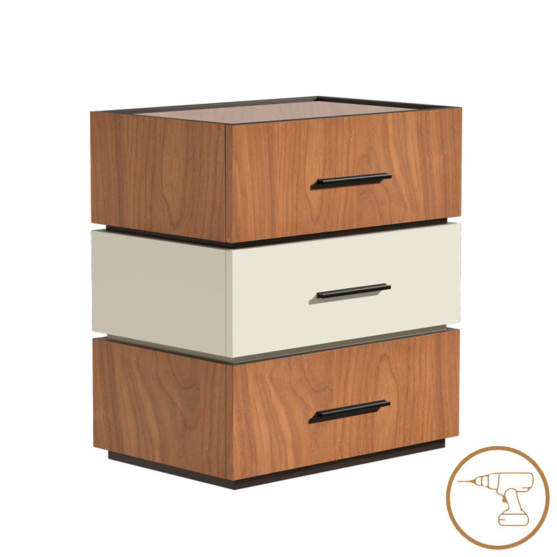 Sonlen bedside table in walnut-beige shade 60x40x66cm