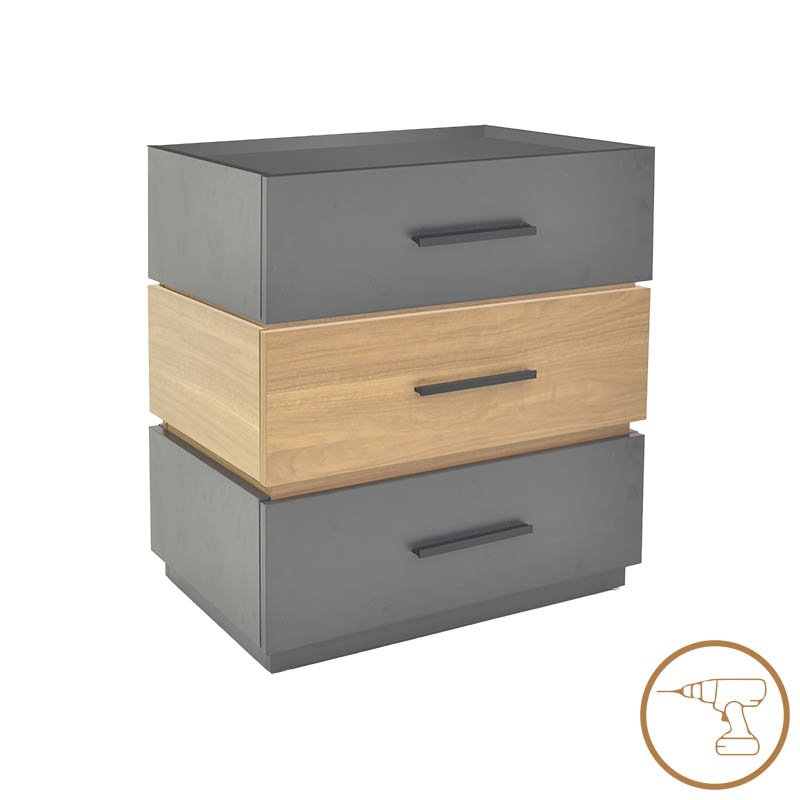 Sonlen mdf bedside table in sonoma-charcoal shade 60x40x66cm