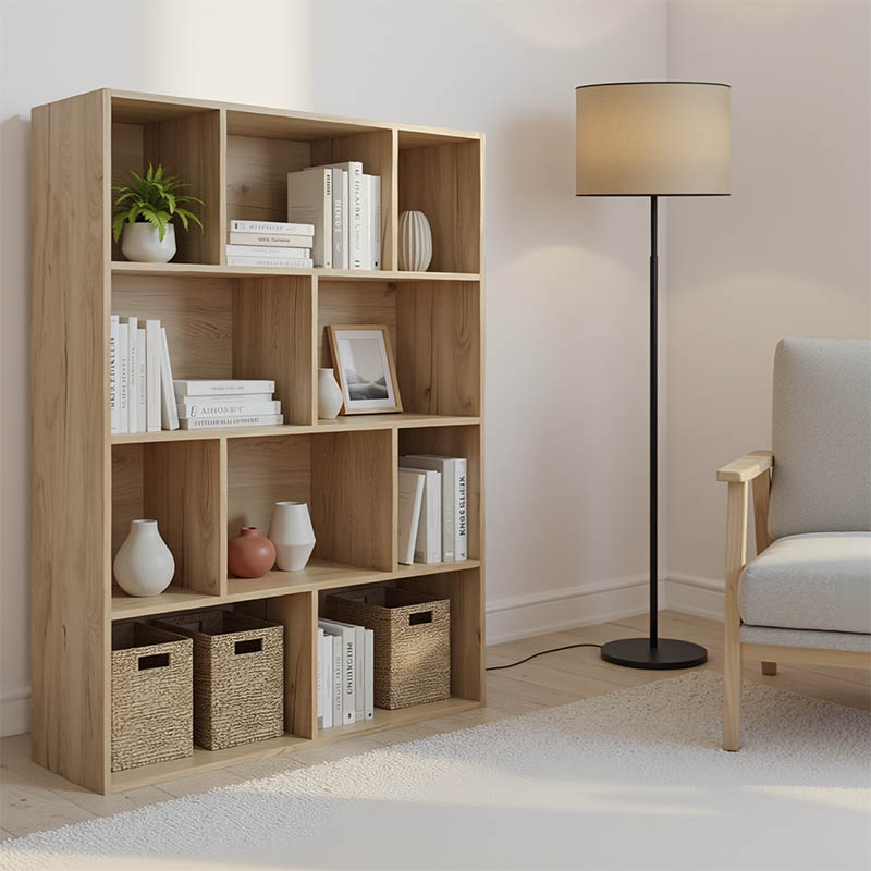 Βιβλιοθήκη Evergin mdf σε oak απόχρωση 100x30x135εκ