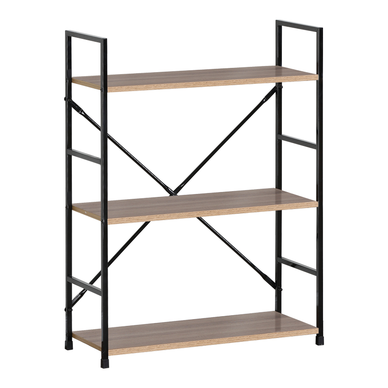 Βιβλιοθήκη-ραφιέρα Manlo φυσικό-μαύρο μέταλλο 58.6x23.5x80εκ