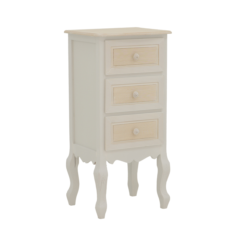 Bedside table Joliene Inart natural-antique white color mdf 40x34.5x82cm