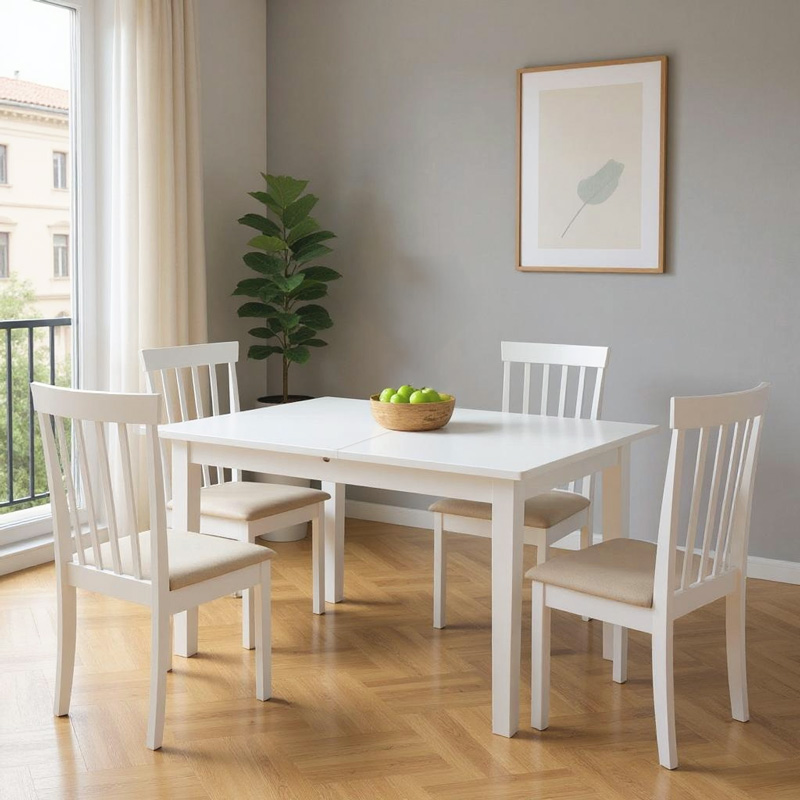 Mabor-Houston pakoworld extendable dining table, white wood, 120-150x80x73.8cm