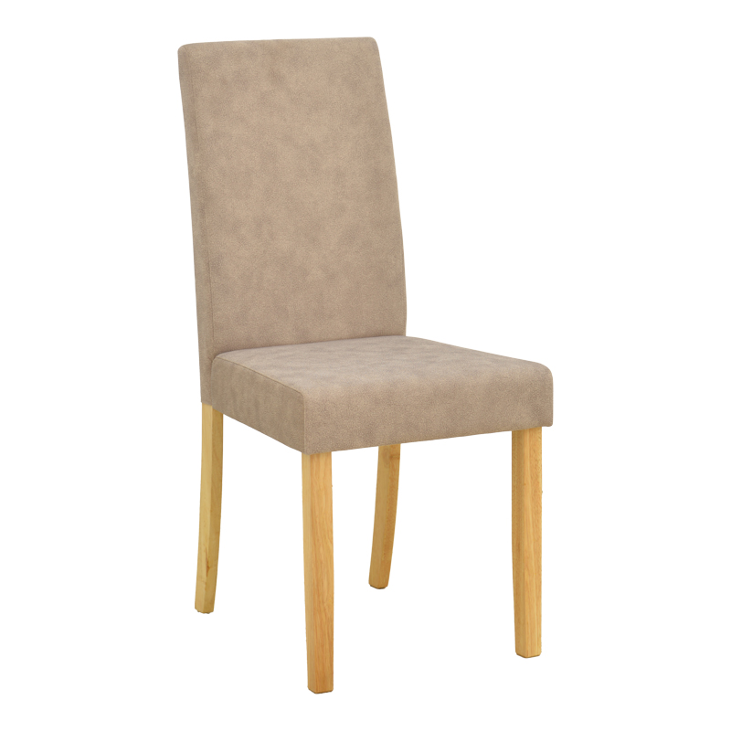 Chair Zeben pakoworld beige fabric with natural color rubberwood leg 43.5x55.5x93.5cm