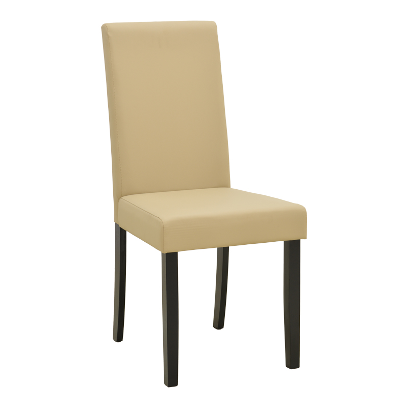 Chair Zeben pakoworld ecru PU with black color rubberwood leg 43.5x55.5x93.5cm
