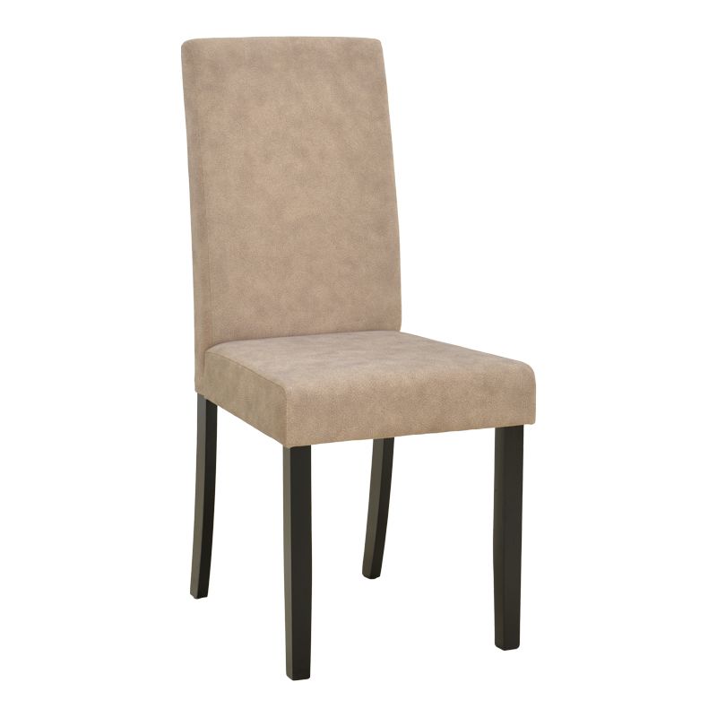 Chair Zeben pakoworld beige fabric with black color rubberwood leg 43.5x55.5x93.5cm