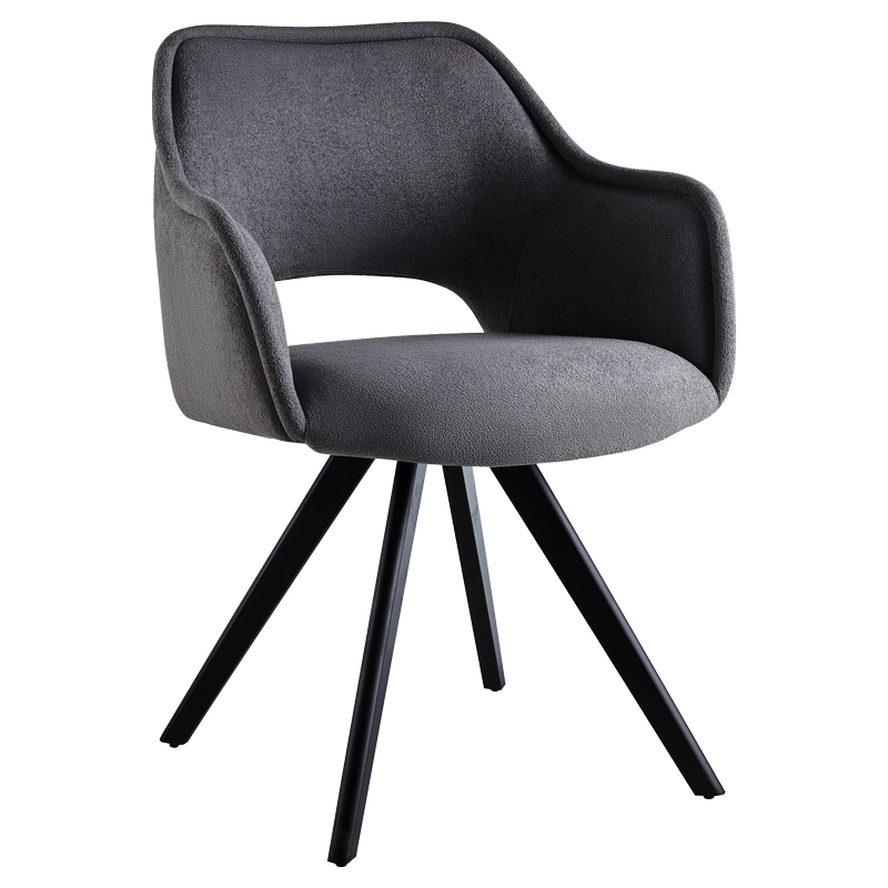 Rotating armchair Soreyia dark grey fabric-black metal leg 63x59x83cm