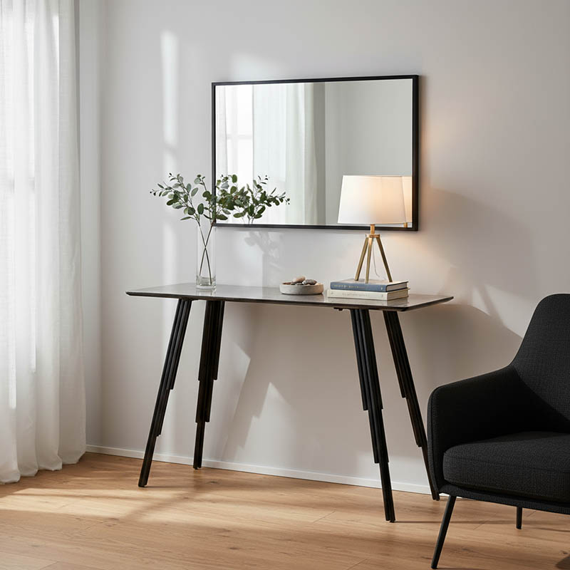 Κονσόλα Lifo MDF ανθρακί cement-μαύρο 120x40x75εκ