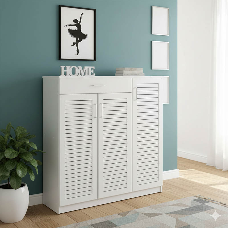 Shoe cabinet Sante 30 pairs white 120x37x123cm