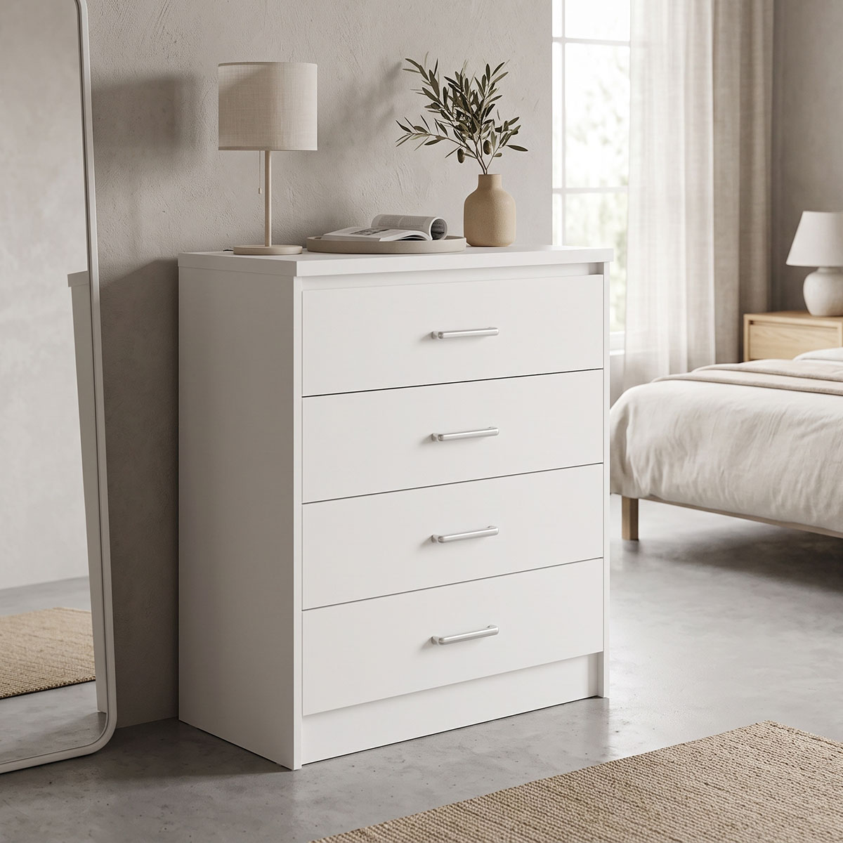 Chest f 4 drawers Olympus pakoworld  in white colour 80x40x95