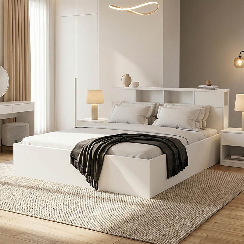 Double bed Olympus pakoworld in white colour 160x200 cm
