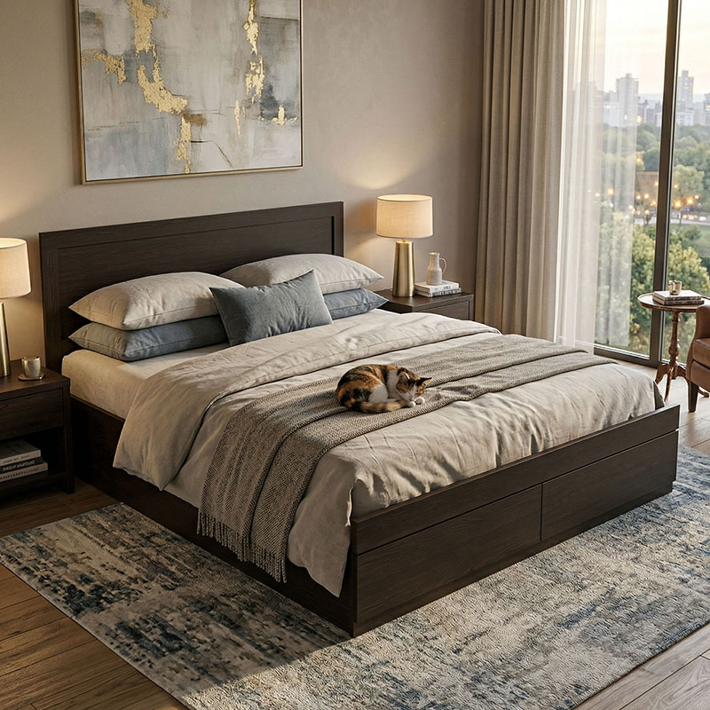 Bed Olympus pakoworld with drawer in wenge color 150x200cm