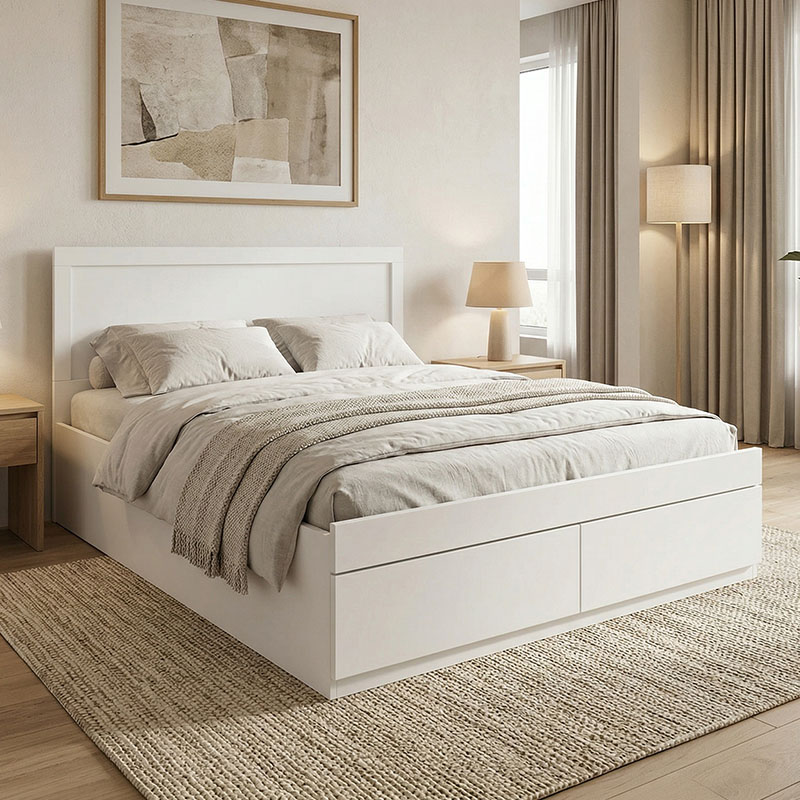 Bed Olympus pakoworld with drawer in white color 120x200cm
