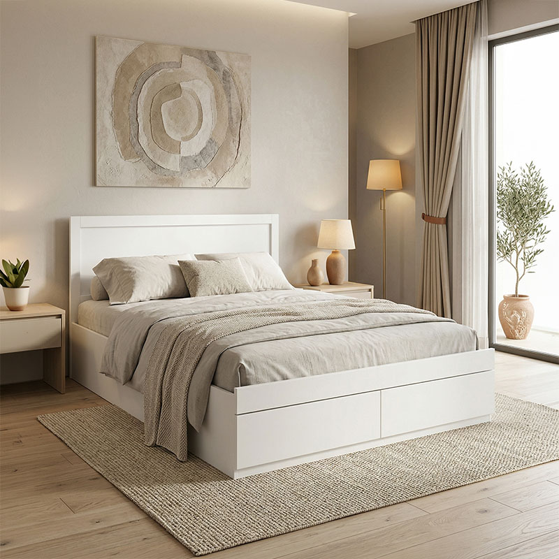 Bed Olympus pakoworld with drawer in white color 140x200cm