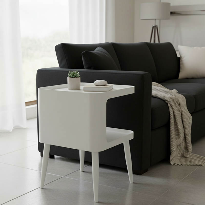 Βοηθητικό τραπέζι Cubino μέταλλο σε κρεμ απόχρωση 35x35x50εκ