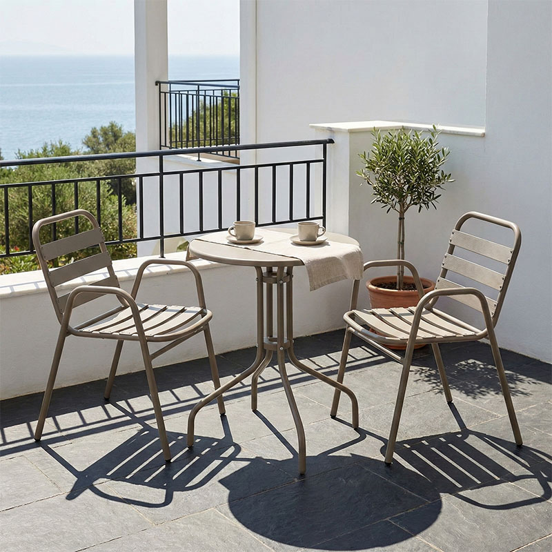 Tραπεζαρία Sussie-Vergo σετ 3τεμ σαμπανιζέ μέταλλο-αλουμίνιο Φ60x70εκ