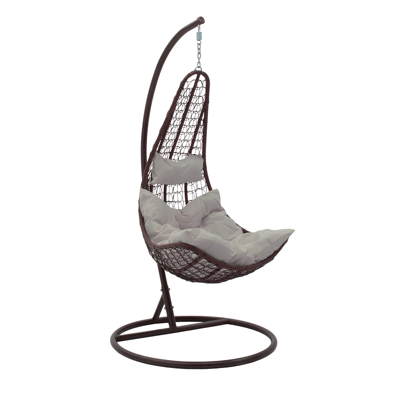 Soleil hanging swing metal brown-pp brown-beige cushion 103x83x200cm