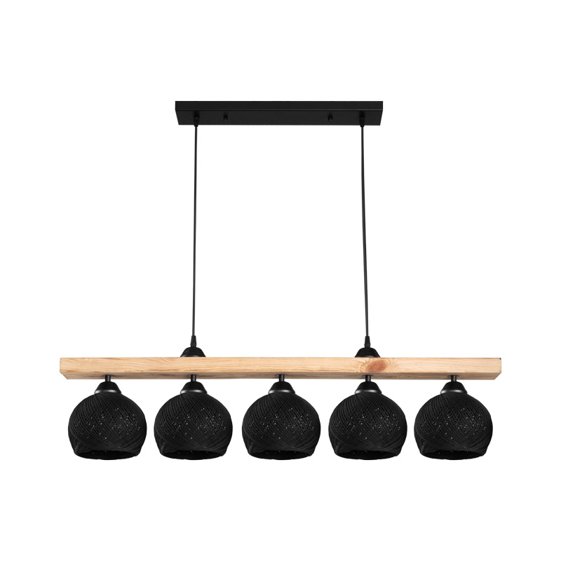 Five-light ceiling lamp Salote E27 in brown-black shade 100x18x24cm