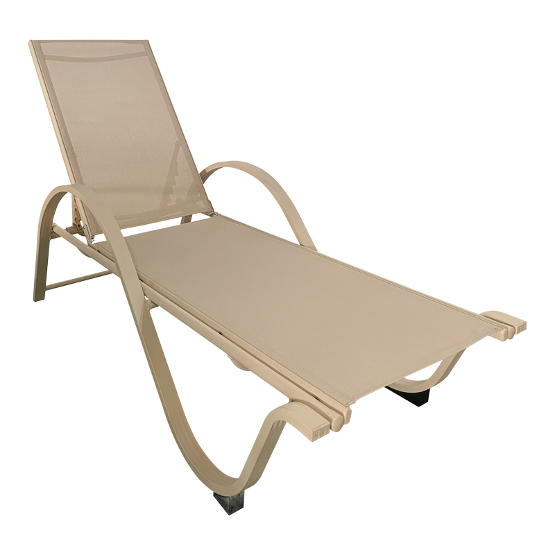 Lounger with arms Attain champagne color aluminum and textilene 191x64x32cm