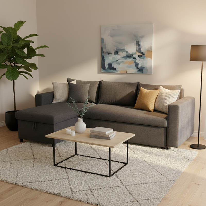 Γωνιακός καναπές-κρεβάτι αναστρέψιμος Lilian ανθρακί 225x148x81εκ