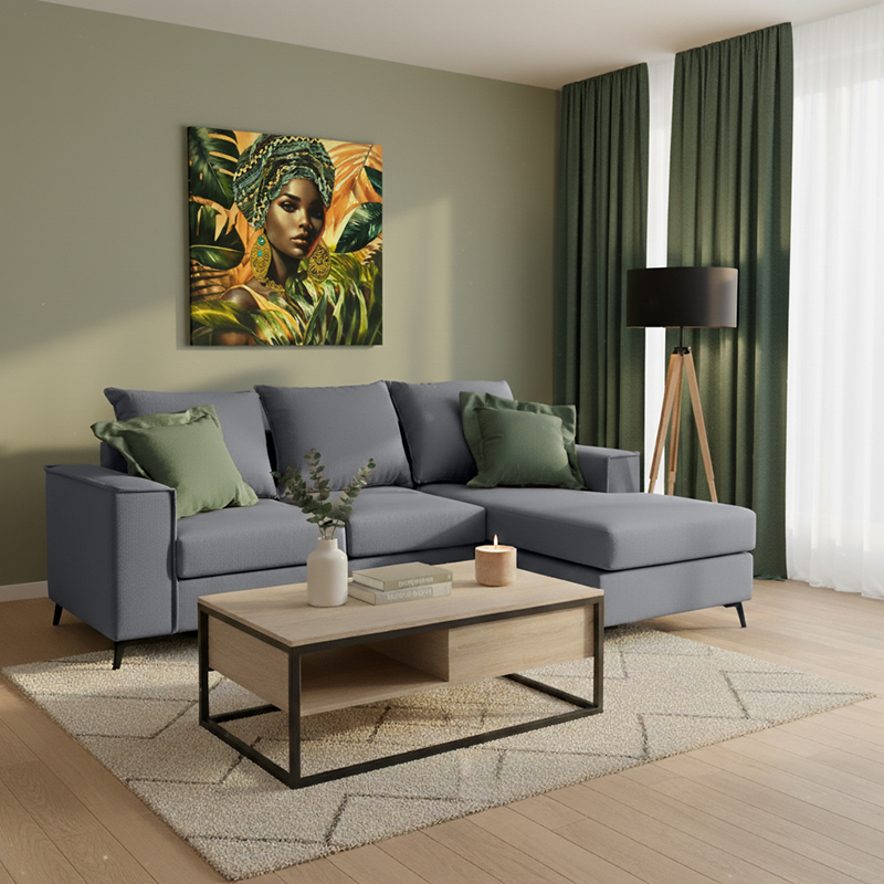 Corner sofa Fabulous reversible charcoal-cypress fabric 240x165x95cm