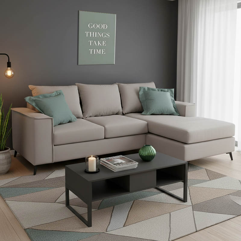 Corner sofa Fabulous reversible fabric elephant-ciel 240x165x95cm