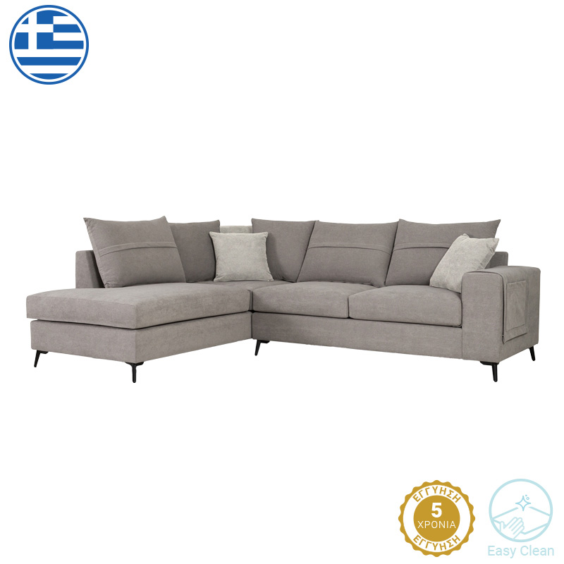 Right corner sofa Montana grey fabric-light grey cushions 275x215x93cm