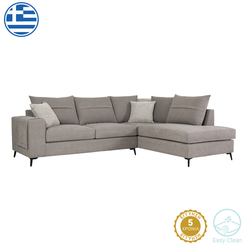 Left corner sofa Montana grey fabric-light grey cushions 275x215x93cm