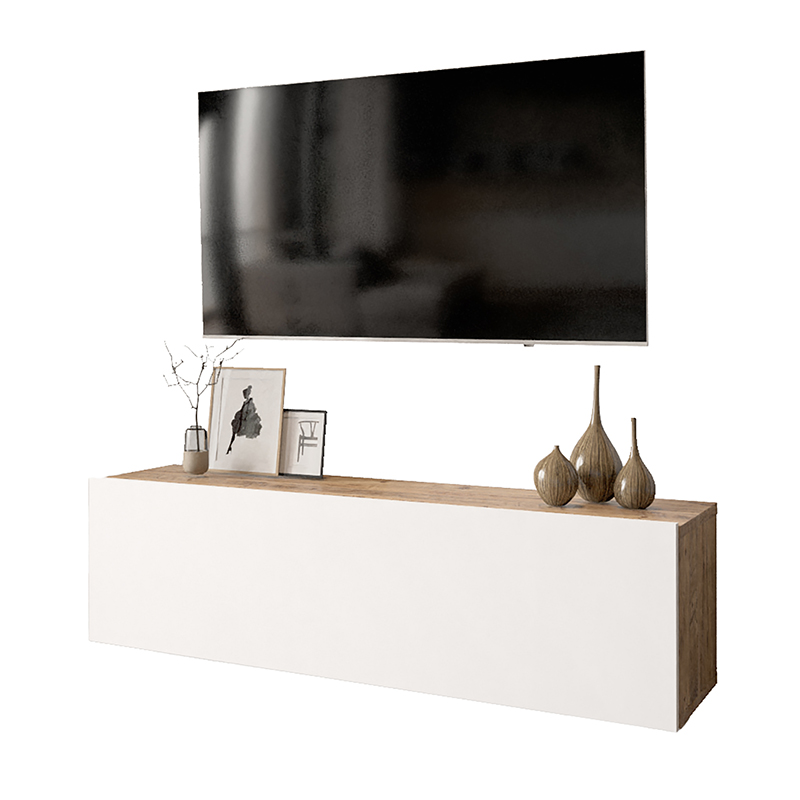 Serit wall TV unit in color white-oak 100x31,5x29,5cm
