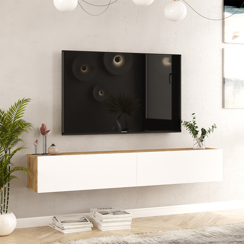 Dello wall TV unit white-oak color 180x31.6x29.6cm