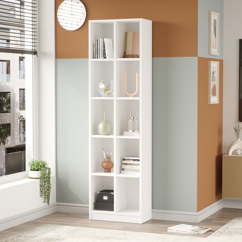 Oteca 10-seat bookcase in white shade 51.1x25.4x180cm
