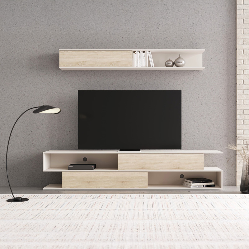 Σύνθετο σαλονιού Brick σε sonoma oak-κρεμ απόχρωση 240x40x50.4εκ