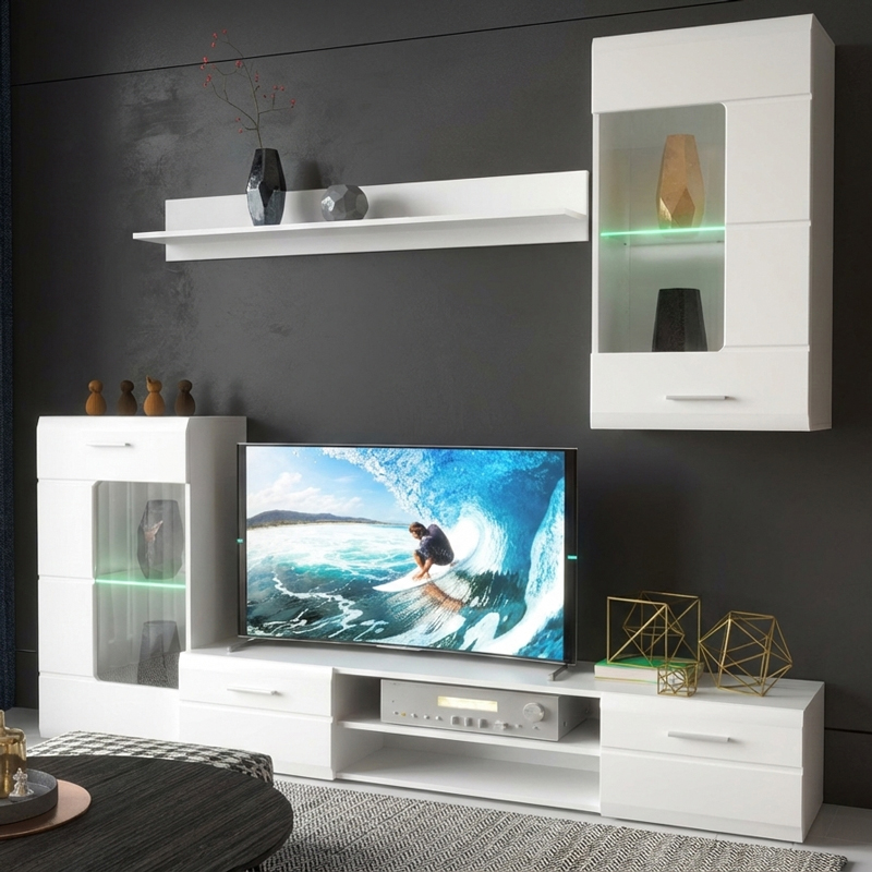 Σύνθετο σαλονιού Saleto λευκό 230.2x39.6x202.4εκ