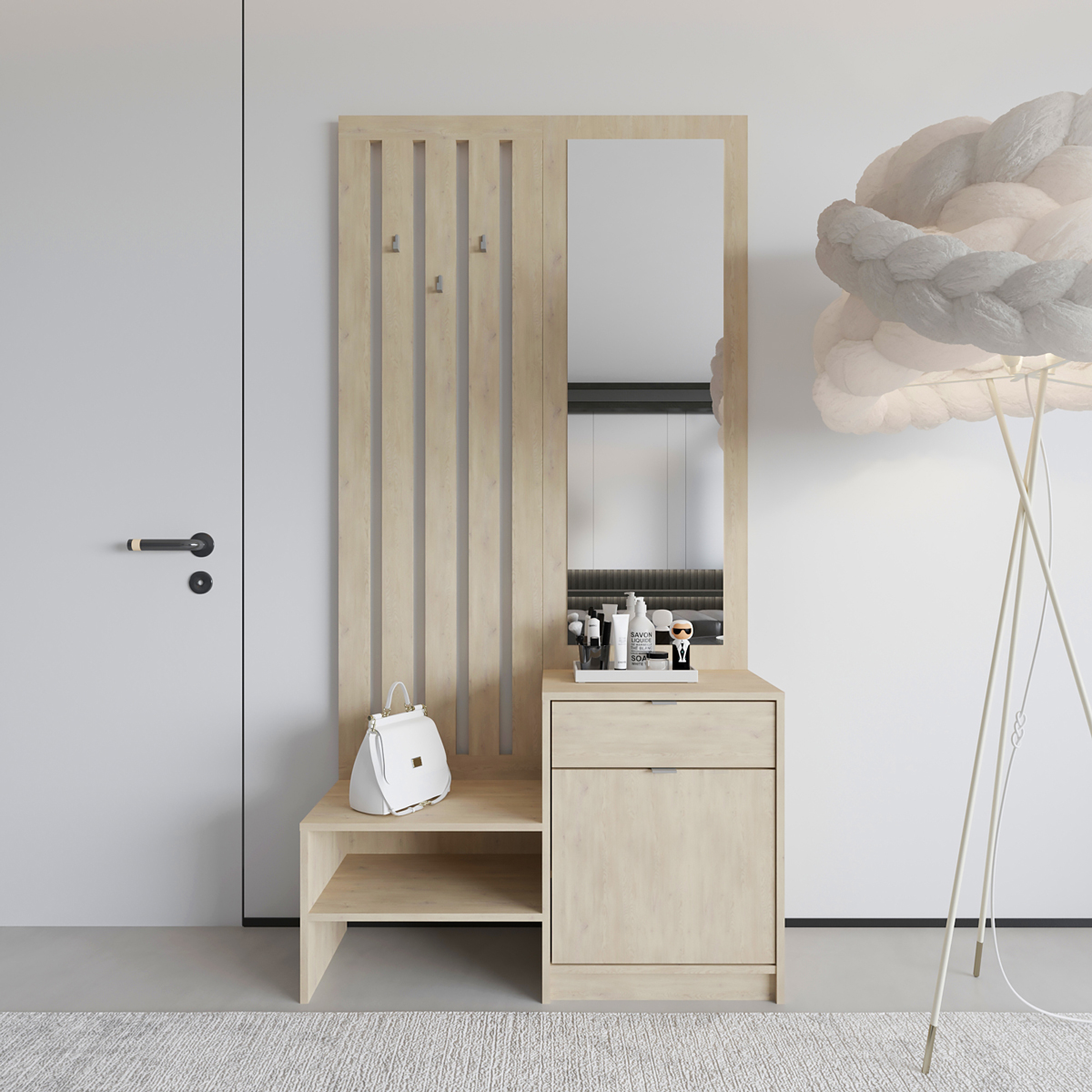 Entrance unit with mirror Citra pakoworld sonoma 100x34.3x199.5cm