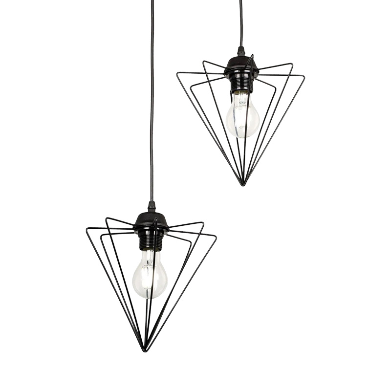Tebour two-light ceiling lamp E27 black metal 30x30x70cm