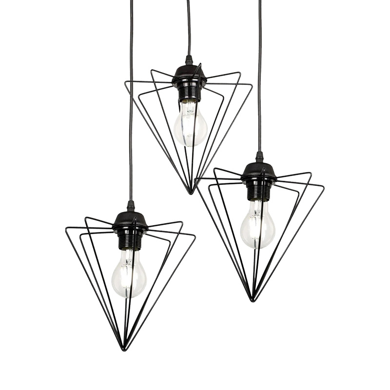 Tebour three-light ceiling lamp E27 black metal 30x30x75cm