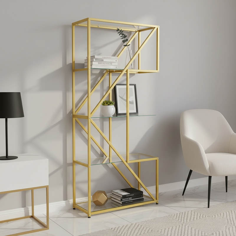 Aylan shelf glass - metal in gold tone 100x30x177cm