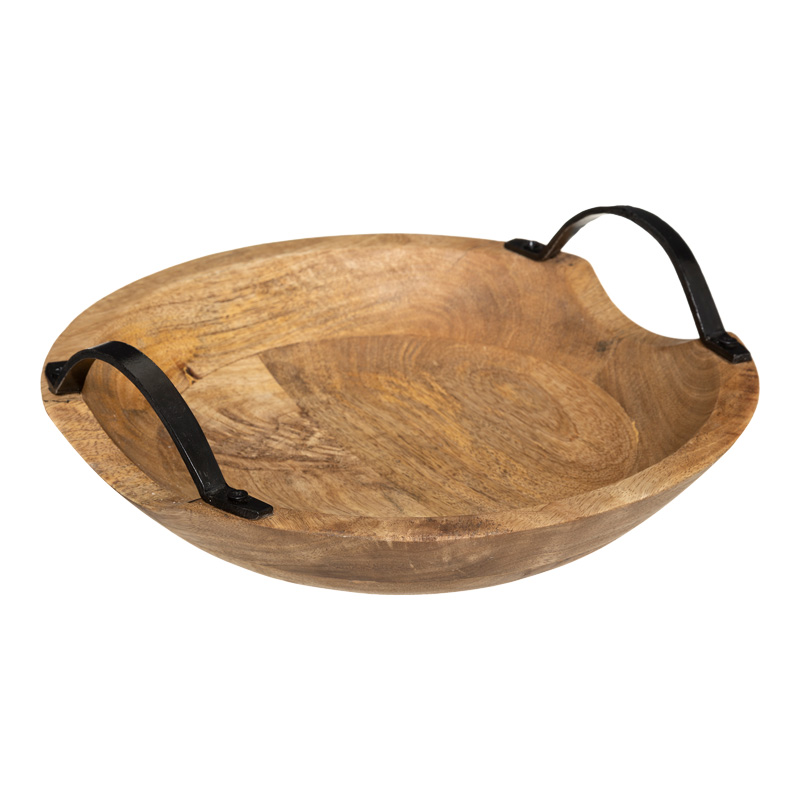 Deco tray Evria mango wood in natural color 30x30x8cm
