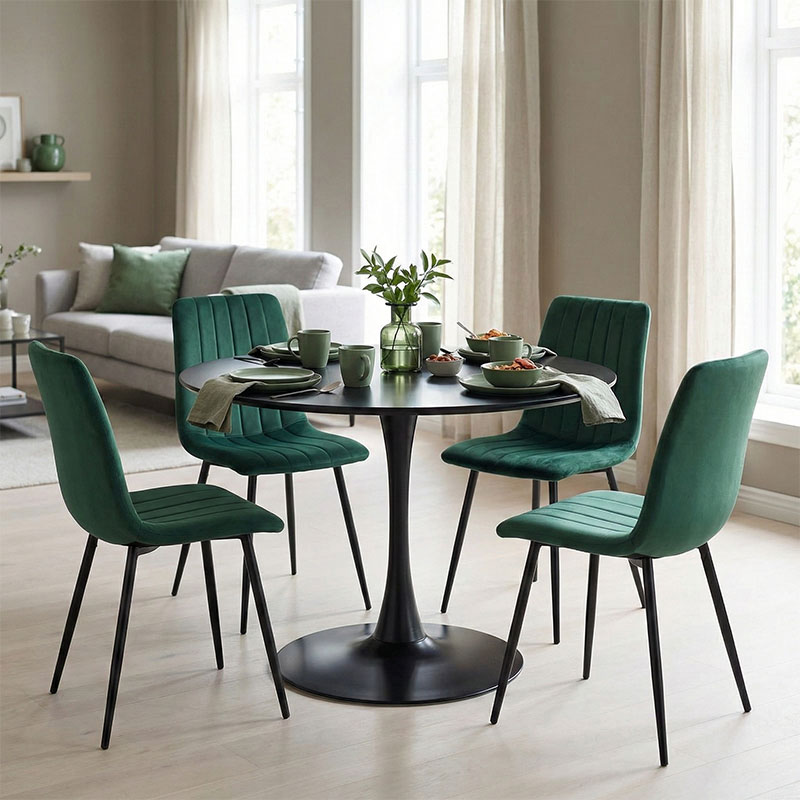 Dining table Balou-Noor pakoworld set of 5 MDF black-green D100x73cm