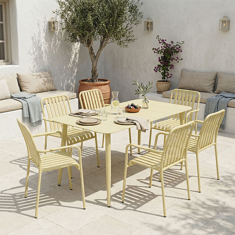 Dining set Heven Vista set of 7pices champagne aluminum 120x70x72cm