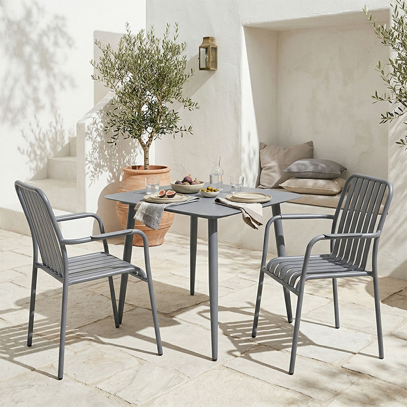 Dining set Heven Vista set of 3 pieces anthracite aluminum 80x80x72cm