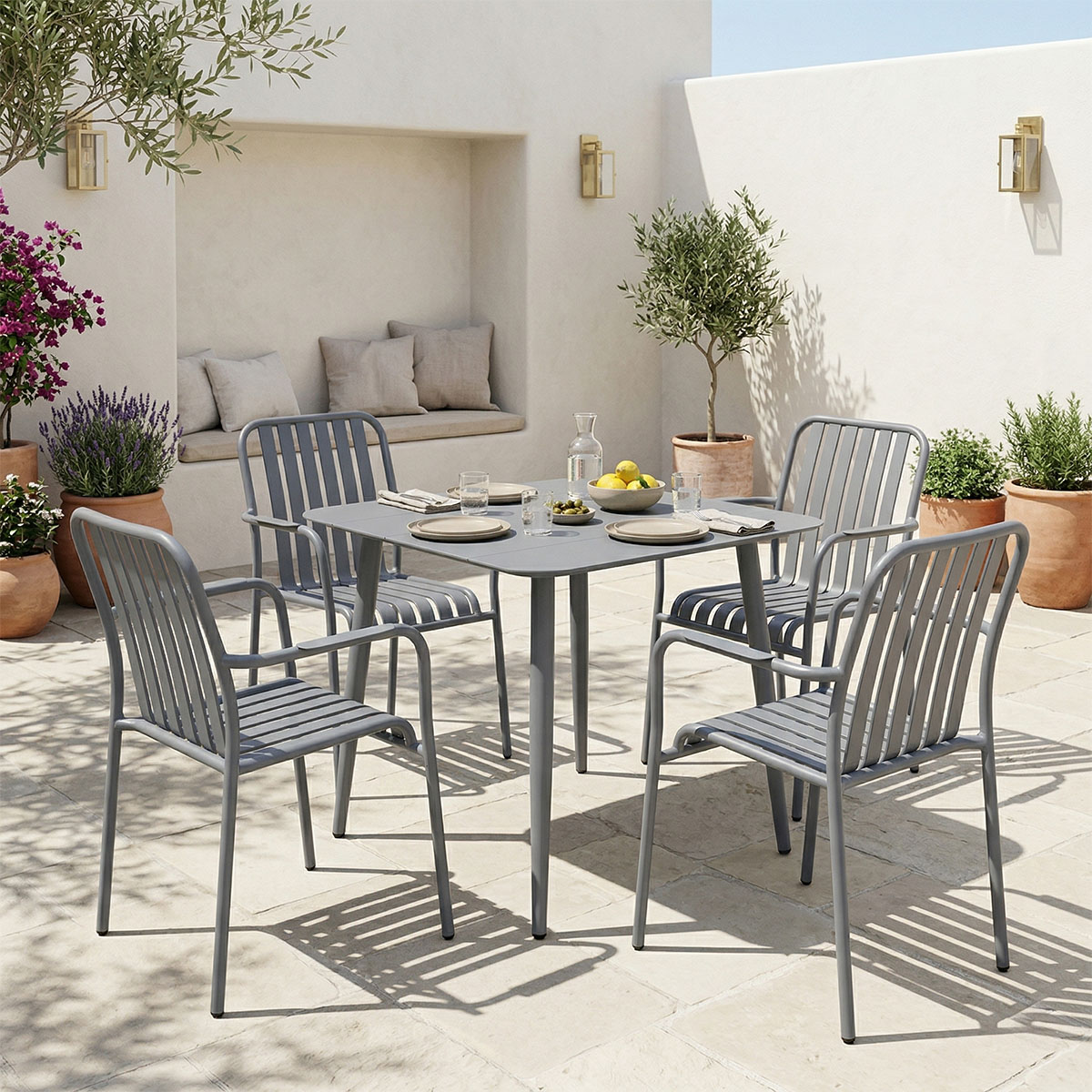 Dining set Heven Vista set of 5 pieces anthracite aluminum 80x80x72cm