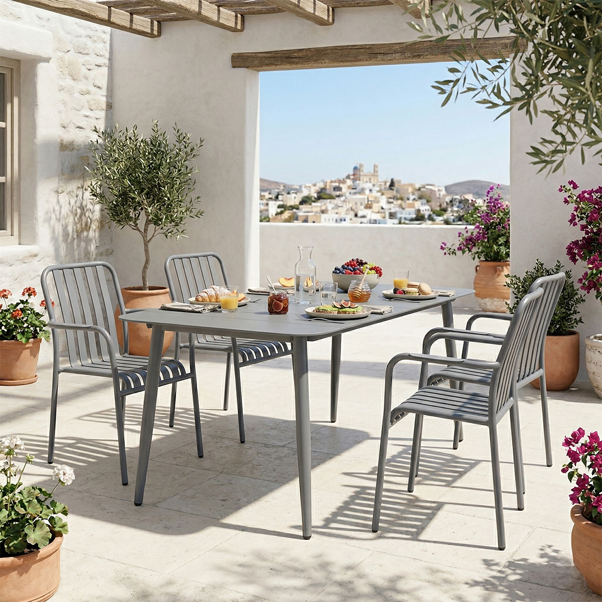 Dining set Heven Vista set of 5 pieces anthracite aluminum 150x80x72cm